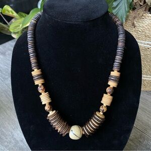 Wooden Bead African Styled Vintage Necklace